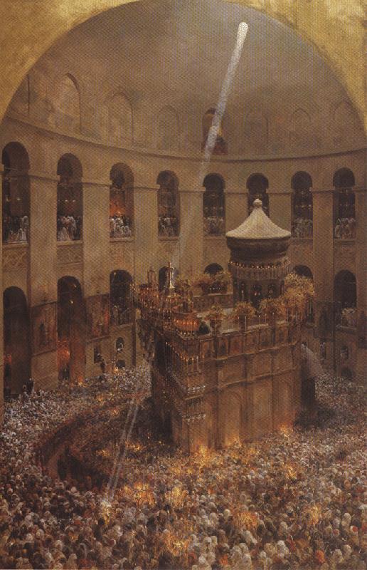 Eugene Girardet The Sacred Fire of Jerusalem oil painting picture